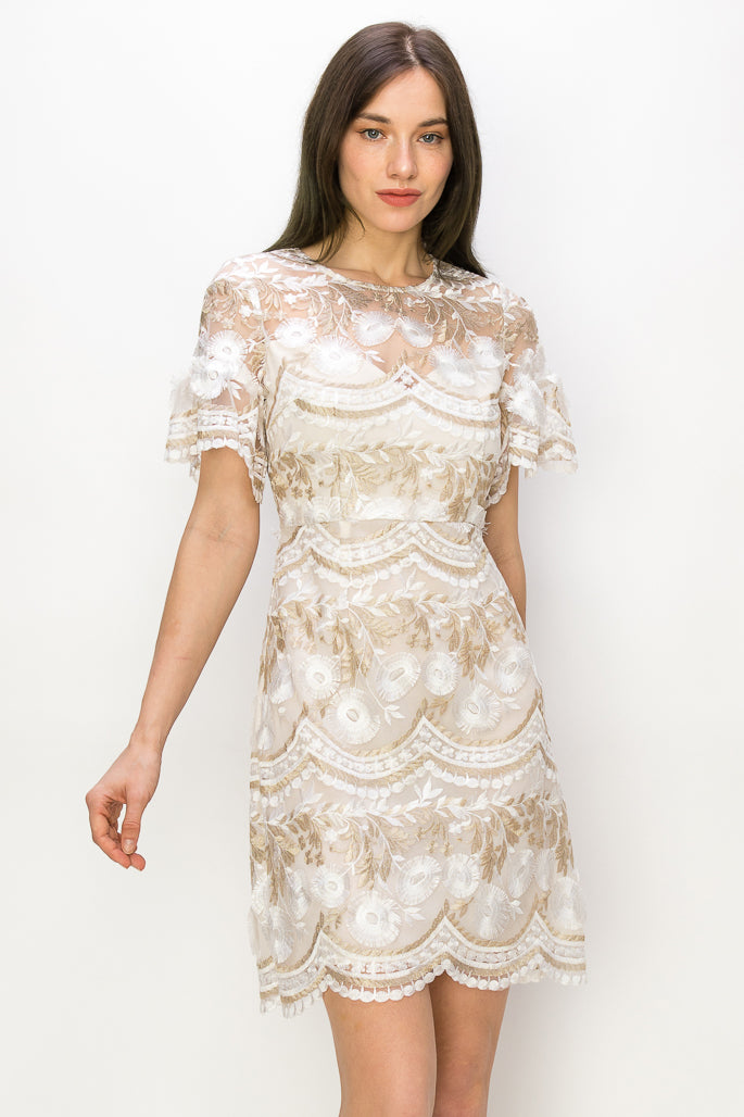 Kiera Flutter Sleeve Lace Mini Dress