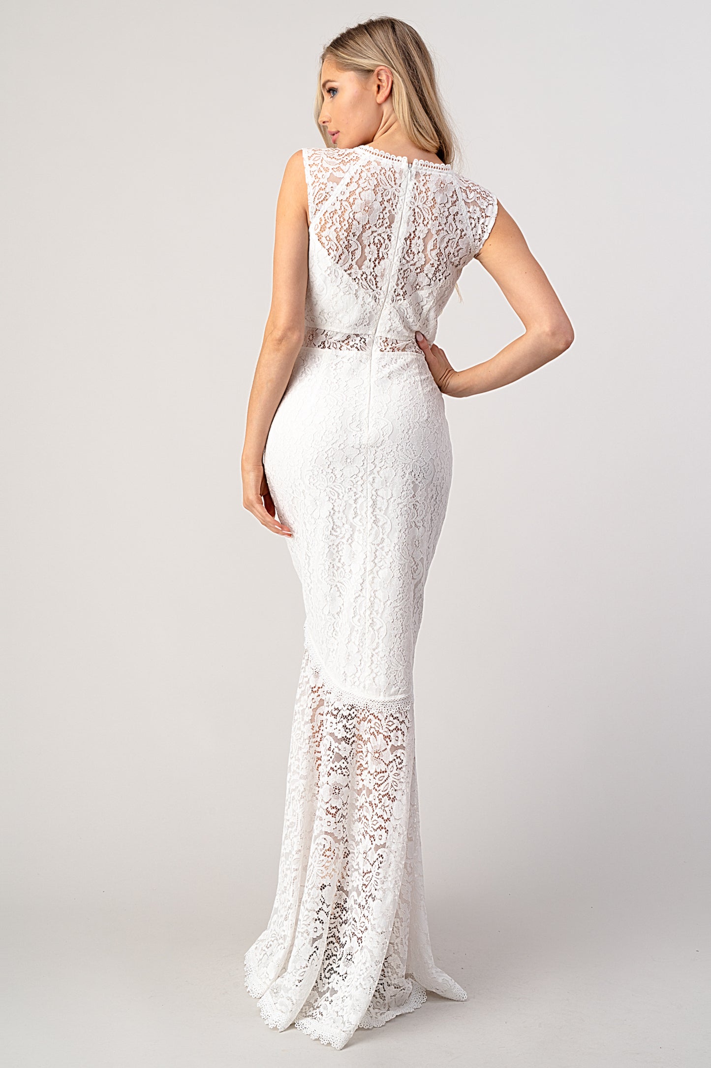 Izzy Floral Lace V-Neck Gown