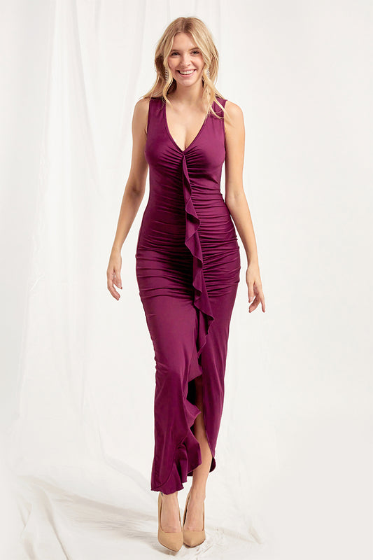 Marcia Front Ruffle Ruched Bodycon Dress