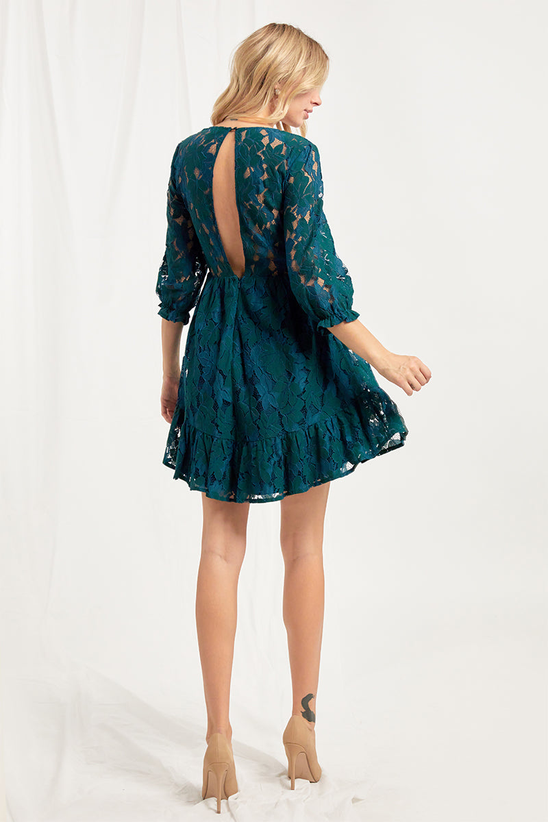 Halle Lace Skater Dress with Key Hole Back