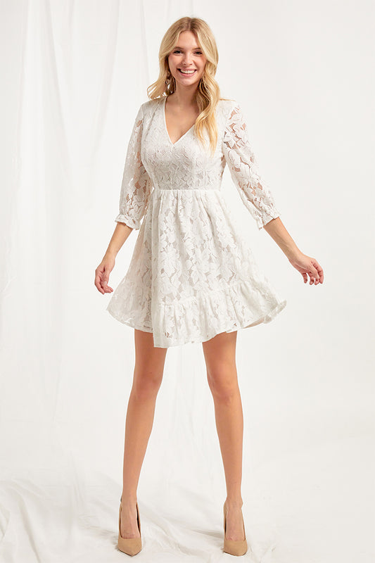 Halle Lace Skater Dress with Key Hole Back