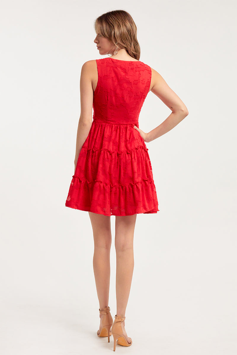 Daisy Burnout Chiffon Mini Dress With Bow