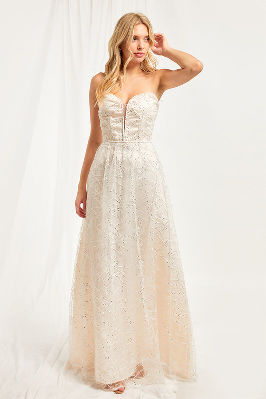Adalynn Strapless A-line Sequin Lace Gown
