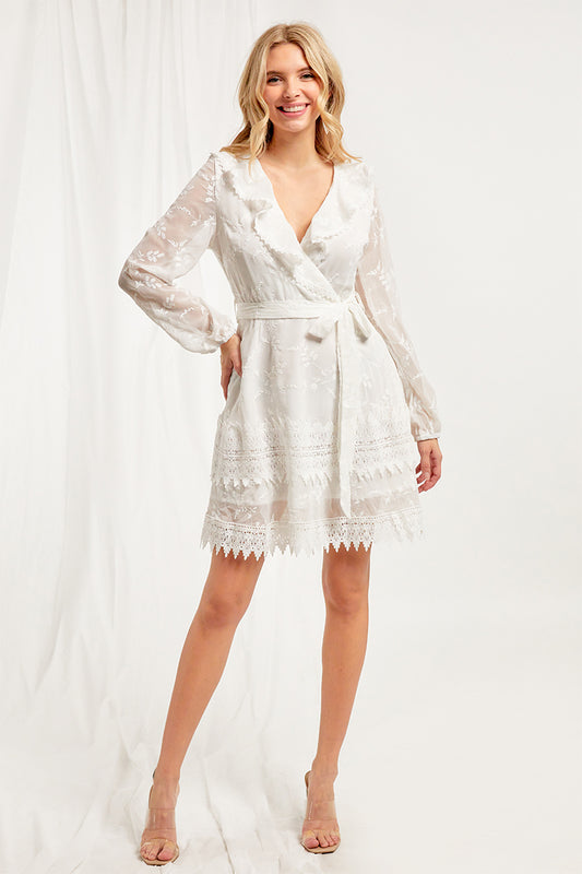 Charlie Long Sleeve Faux Wrap Mini Dress