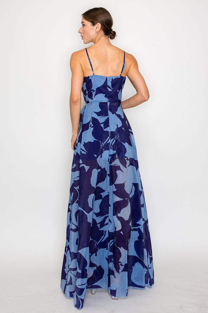 Mariah Floral Print V-Neck Gown