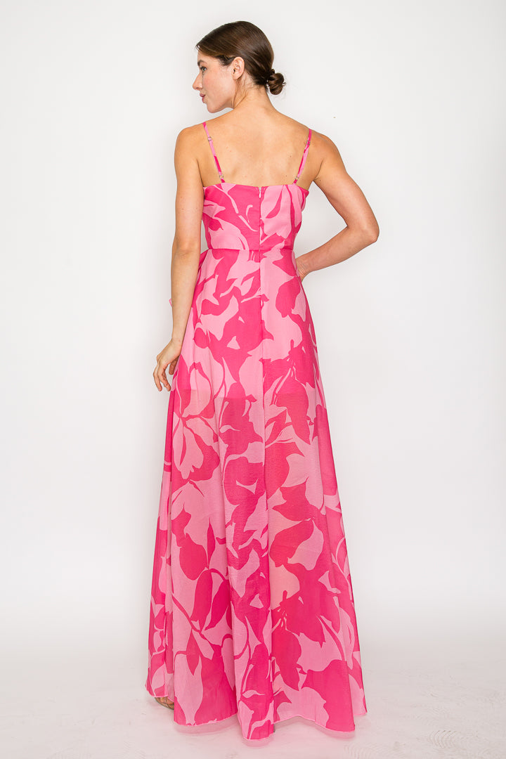 Mariah Floral Print V-Neck Gown