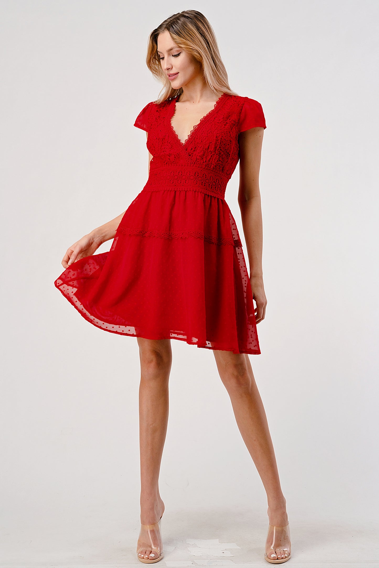 Trixie Cap Sleeve A-Line Mini Dress