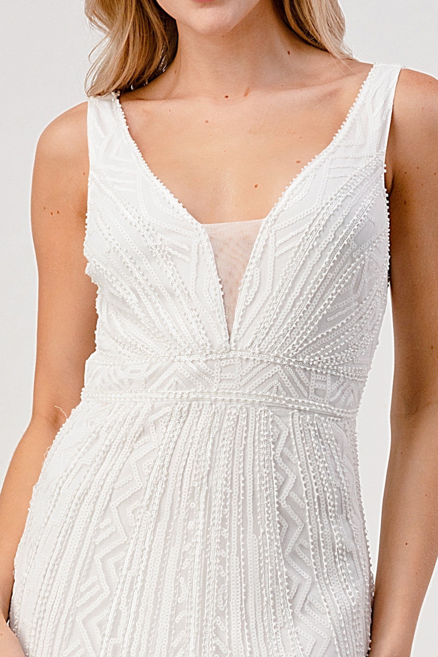 Margo Deep V-Back Sequin Gown