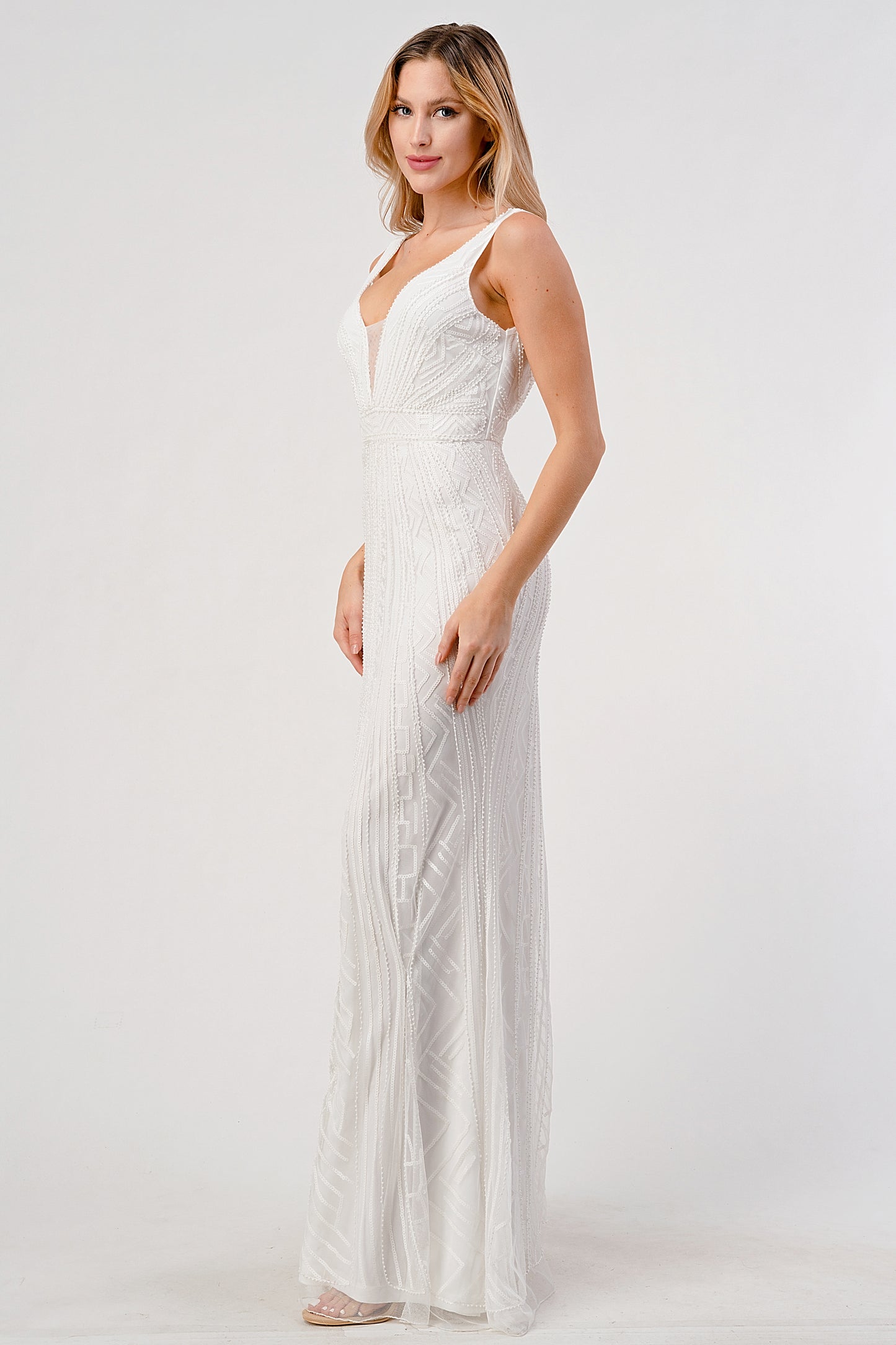 Margo Deep V-Back Sequin Gown