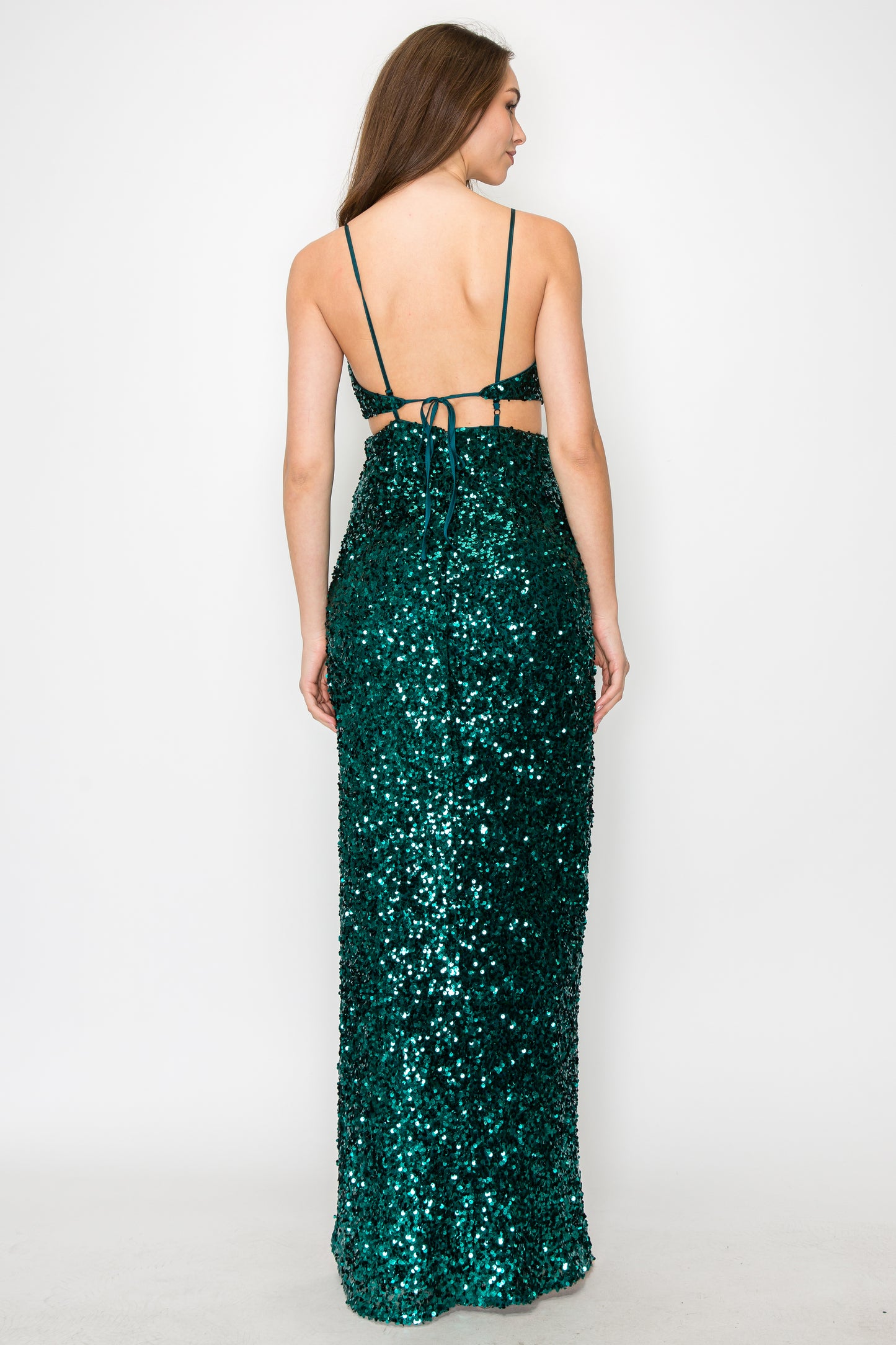 Kendall Tie Back Sequin Gown