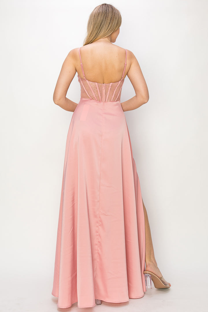 Wren Lace Corset Gown W/ Slit