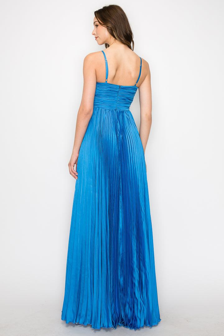 Seana Sweetheart Neck Pleated Gown
