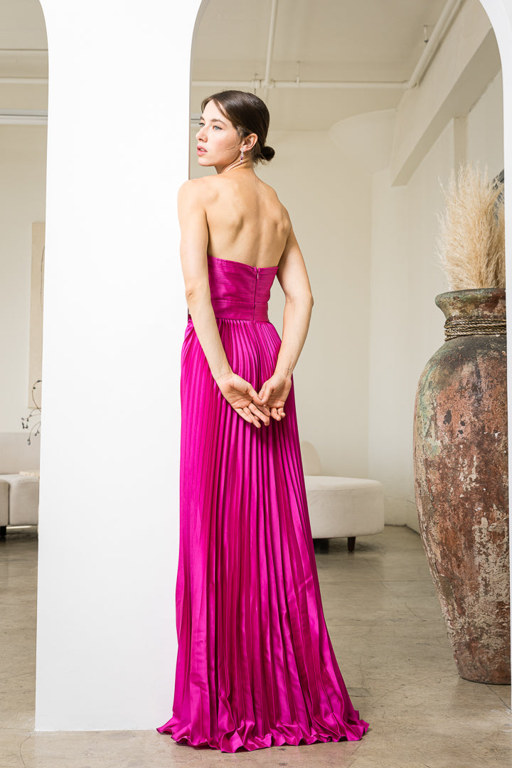 Lydia Pleated Dress with Lettuce Bodice