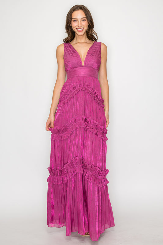 Meghan Deep V-Neck Light Organza Gown