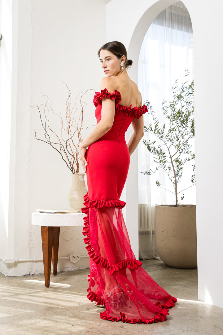 Rhianna Off-the-Shoulder Bandage Gown