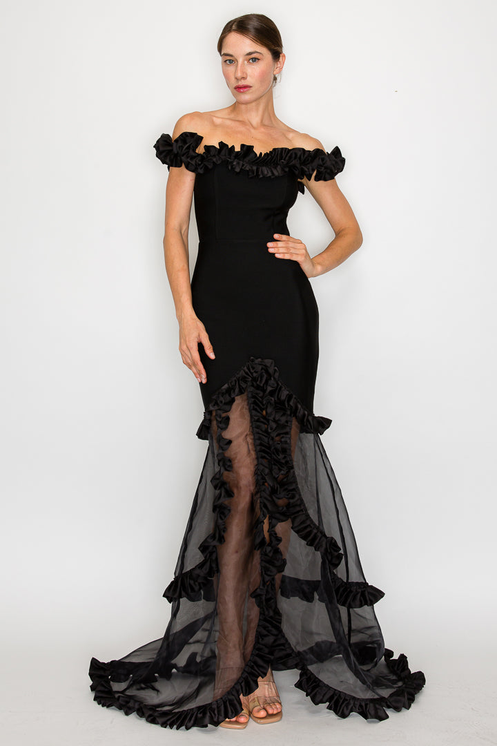 Rhianna Off-the-Shoulder Bandage Gown