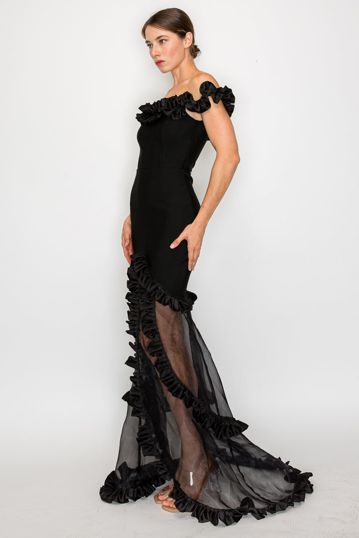 Rhianna Off-the-Shoulder Bandage Gown