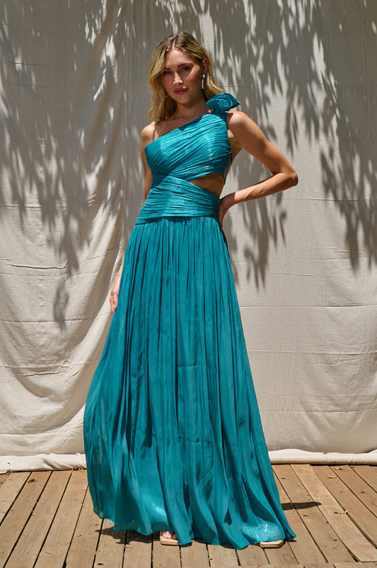 Huda One Shoulder Asymmetric Strappy Back Dress