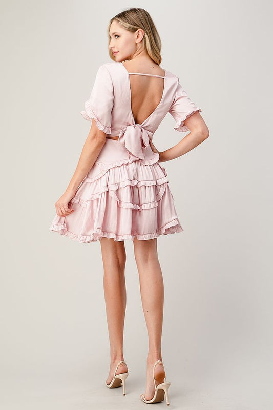 Perrie Short Sleeve Ruffle Mini Dress