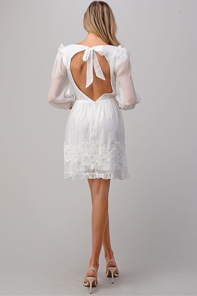 Fiona 3/4 Sleeve Open Back Mini Dress