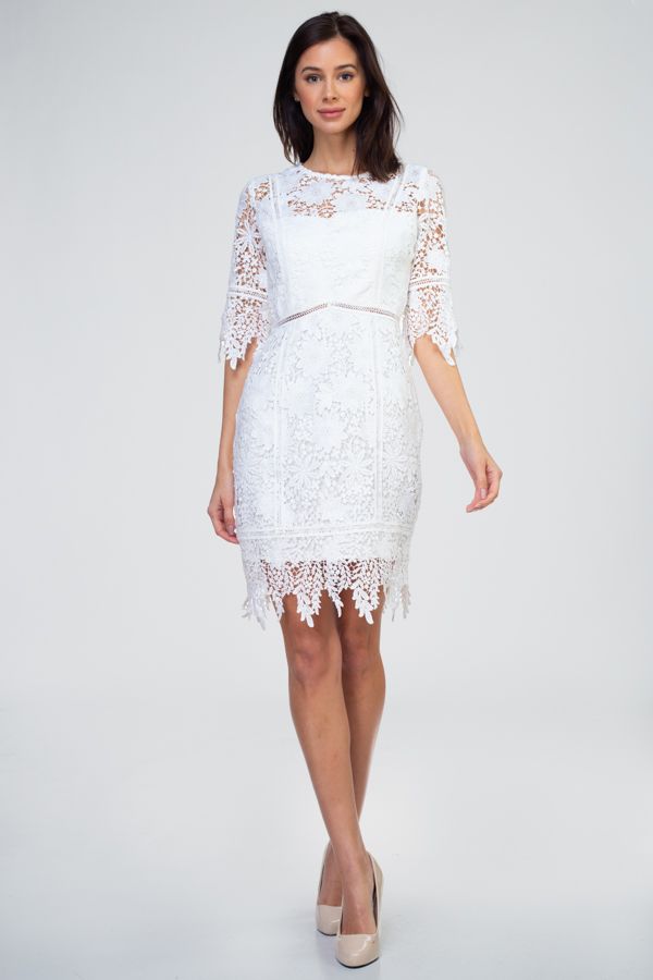 Mandy Lace Mini Dress with Scalloped Edge