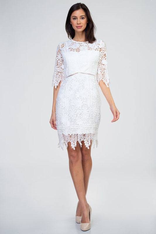 Mandy Lace Mini Dress with Scalloped Edge