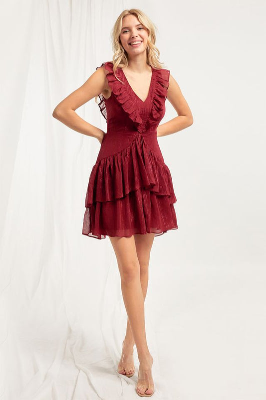 Gia V-Neck Ruffle Mini