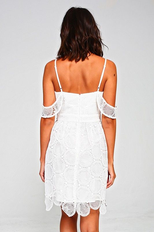 Mary Circle Lace Mini Dress with Off the Shoulder Drape