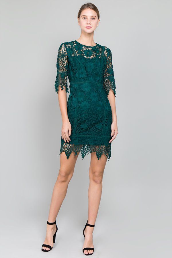 Mandy Lace Mini Dress with Scalloped Edge