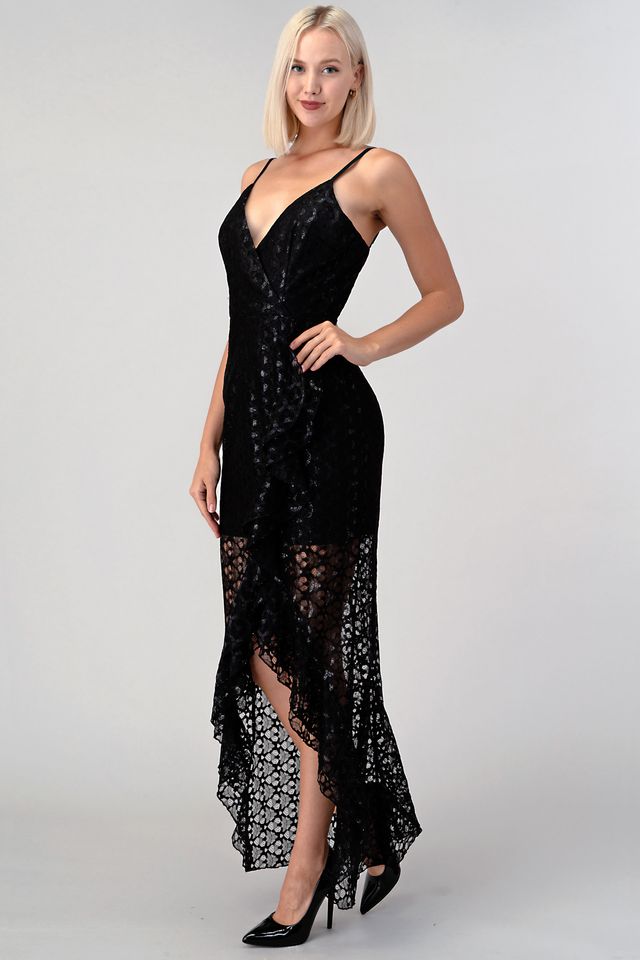 Cali Lace High Low Ruffle Dress