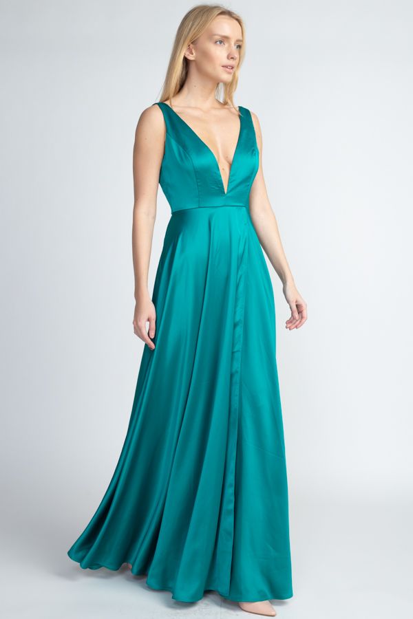 Bailey Deep-V Satin Dress