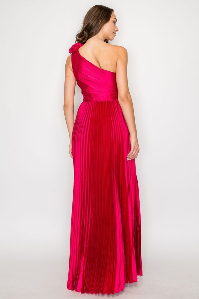 Arianna One-Shoulder Asymmetrical Pleated Dress