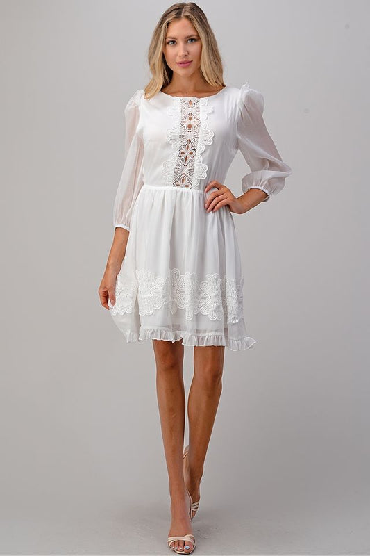 Fiona 3/4 Sleeve Open Back Mini Dress