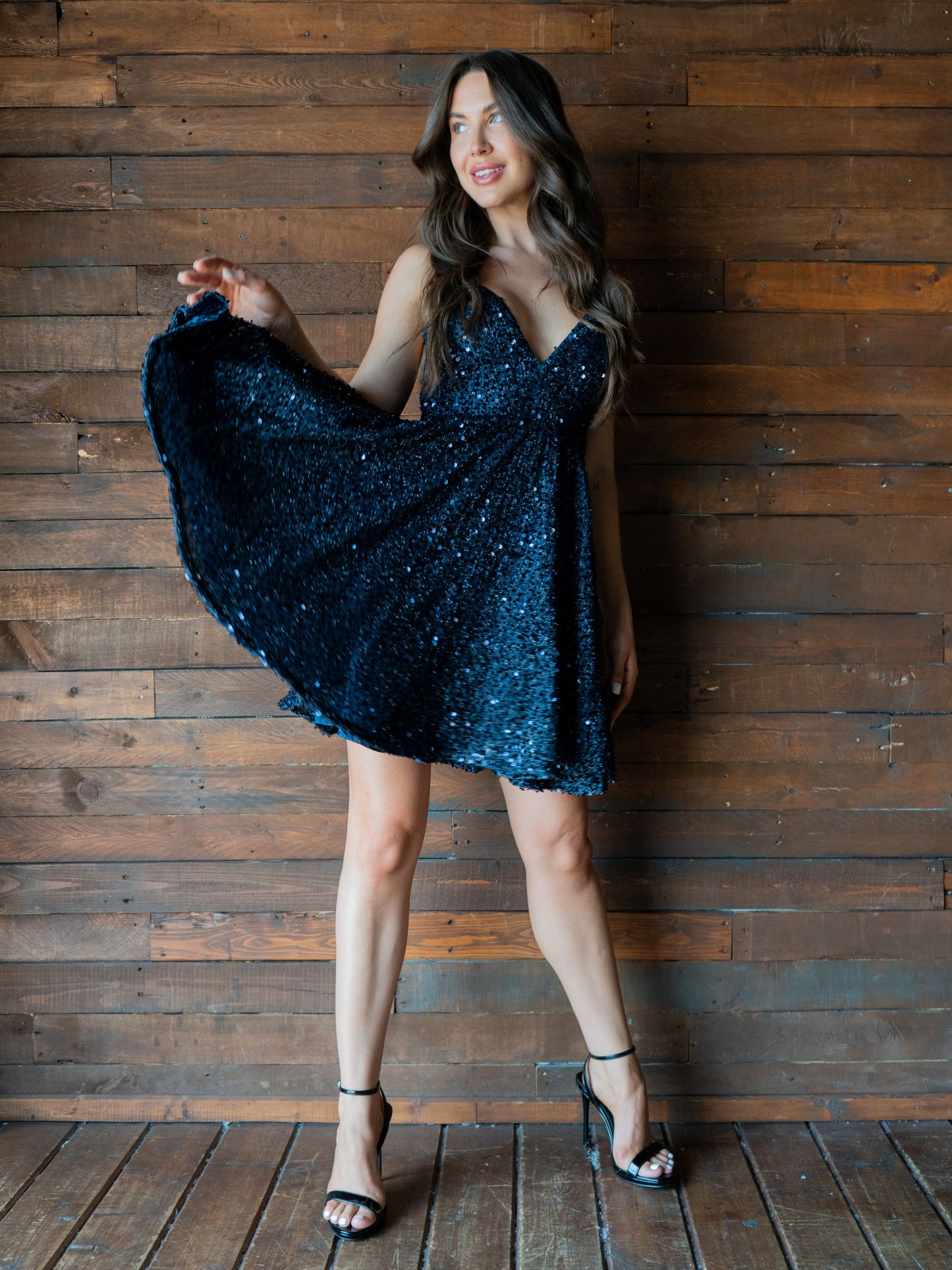 Nicole Textured Sequin Skater Mini