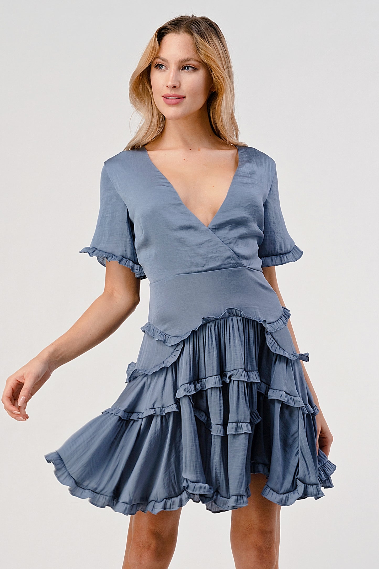 Perrie Short Sleeve Ruffle Mini Dress