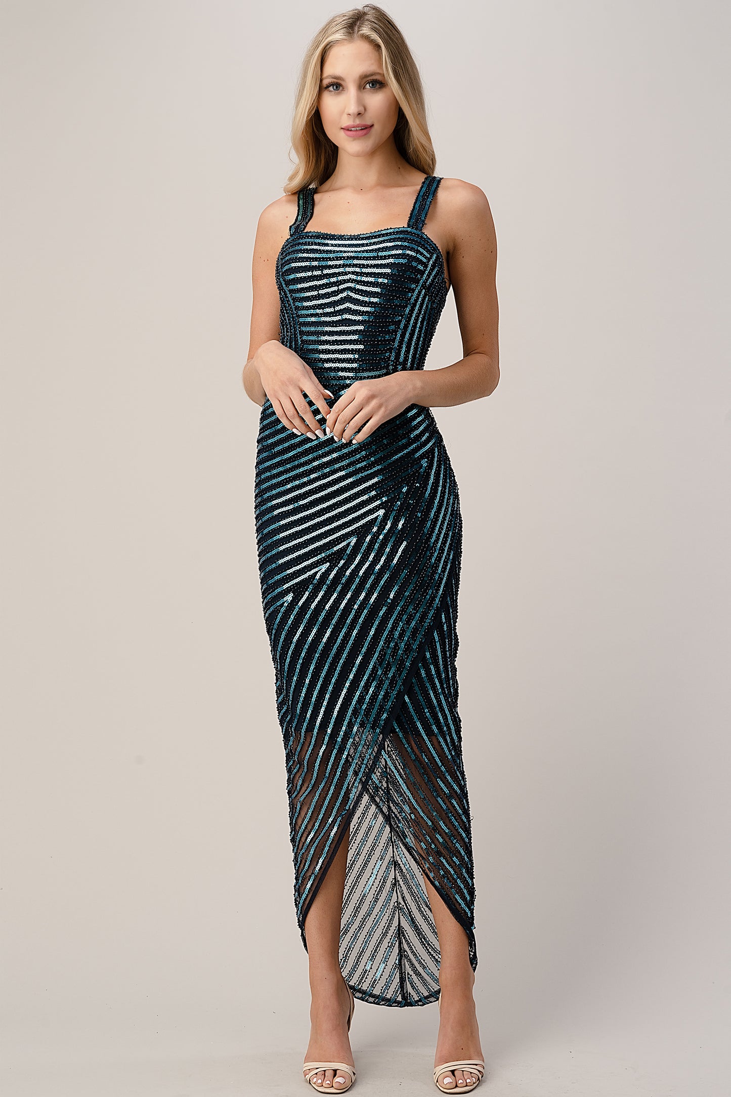 Sequin Stripes Gown