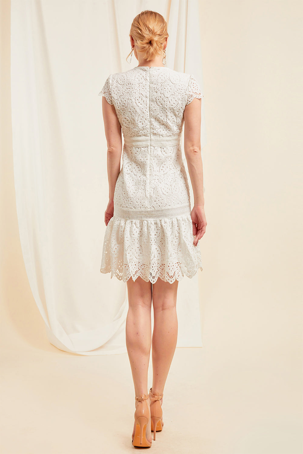 sachin and babi light blue dress 1980s/90s Gunne Sax by Jessica McClintock sheer lace drop waist dress  w/gold trim Size 2/4 main image 0