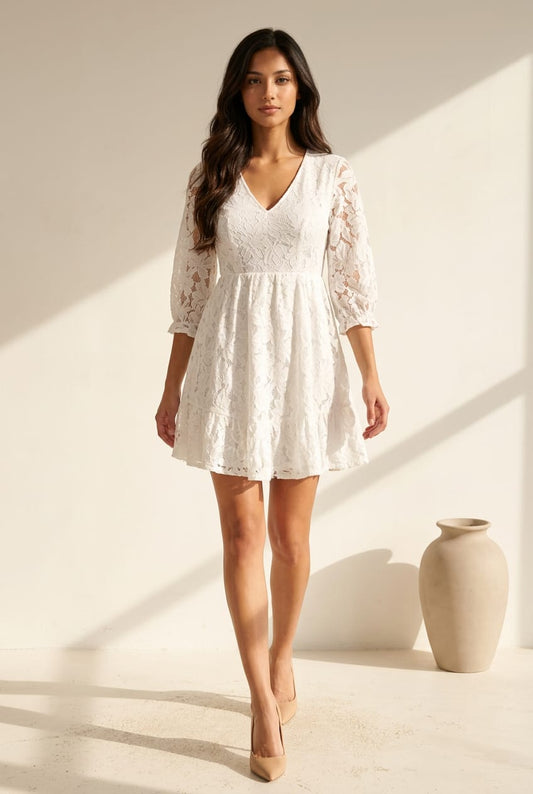 Halle Lace Skater Dress with Key Hole Back