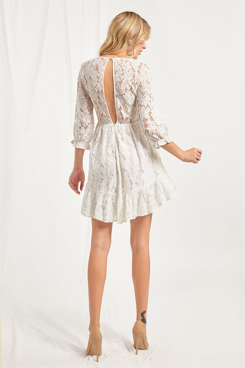 Halle Lace Skater Dress with Key Hole Back