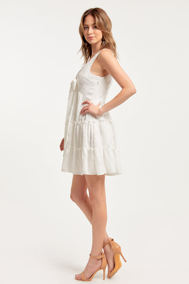 Daisy Burnout Chiffon Mini Dress With Bow