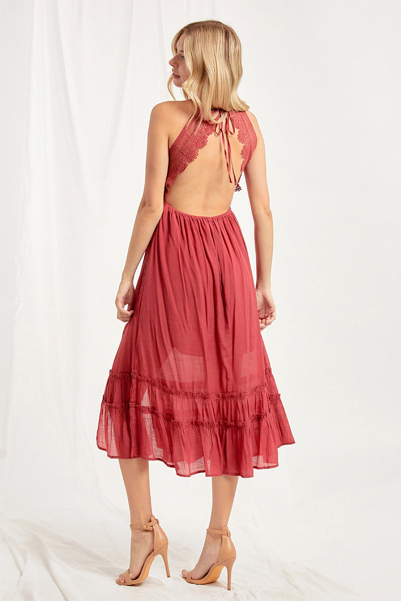 sun dress open back halter summer dress LUNA TIE DYE OPEN BACK HALTER DRESS| Summer Maxi Dress