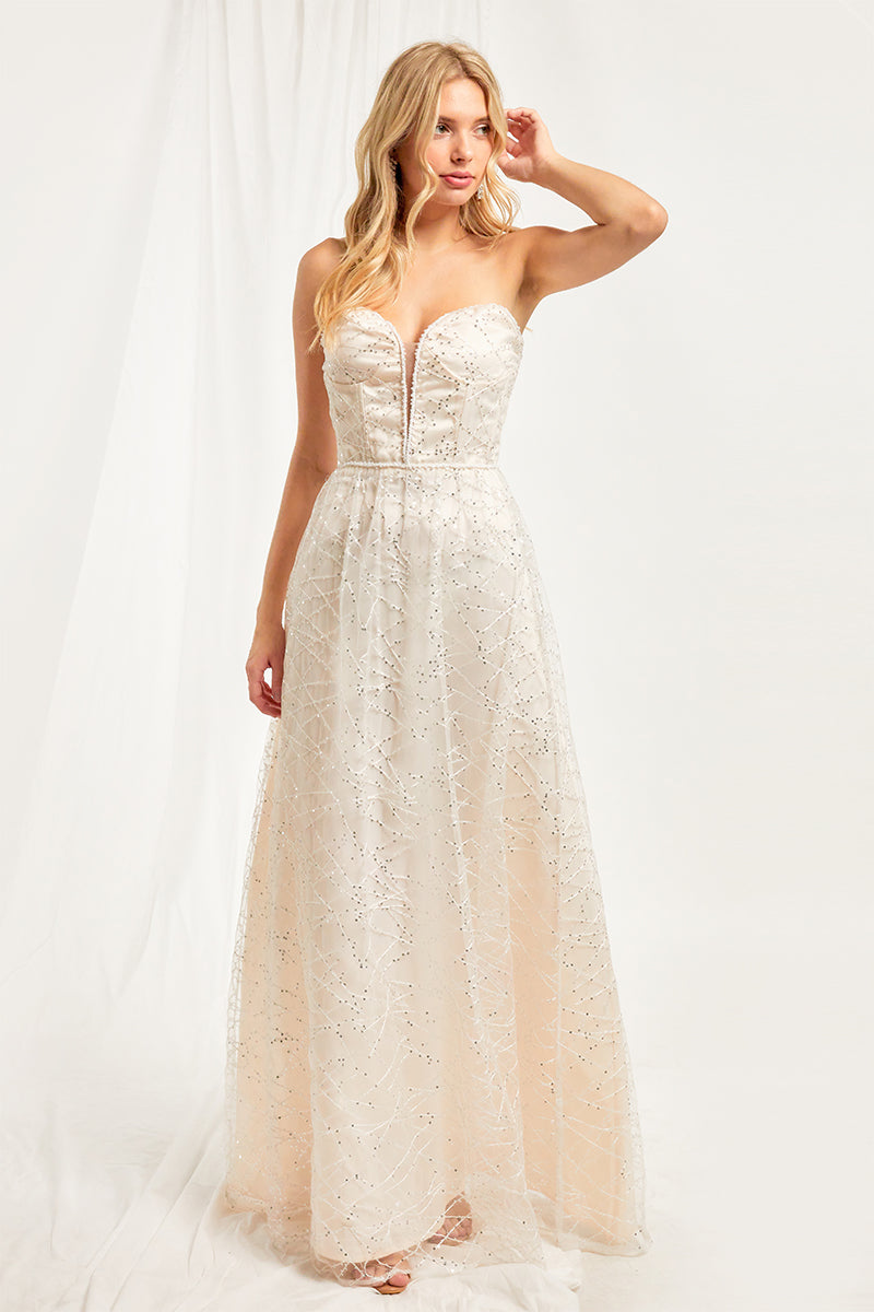 Sleeveless A-line Sweetheart Sequin Lace Gown