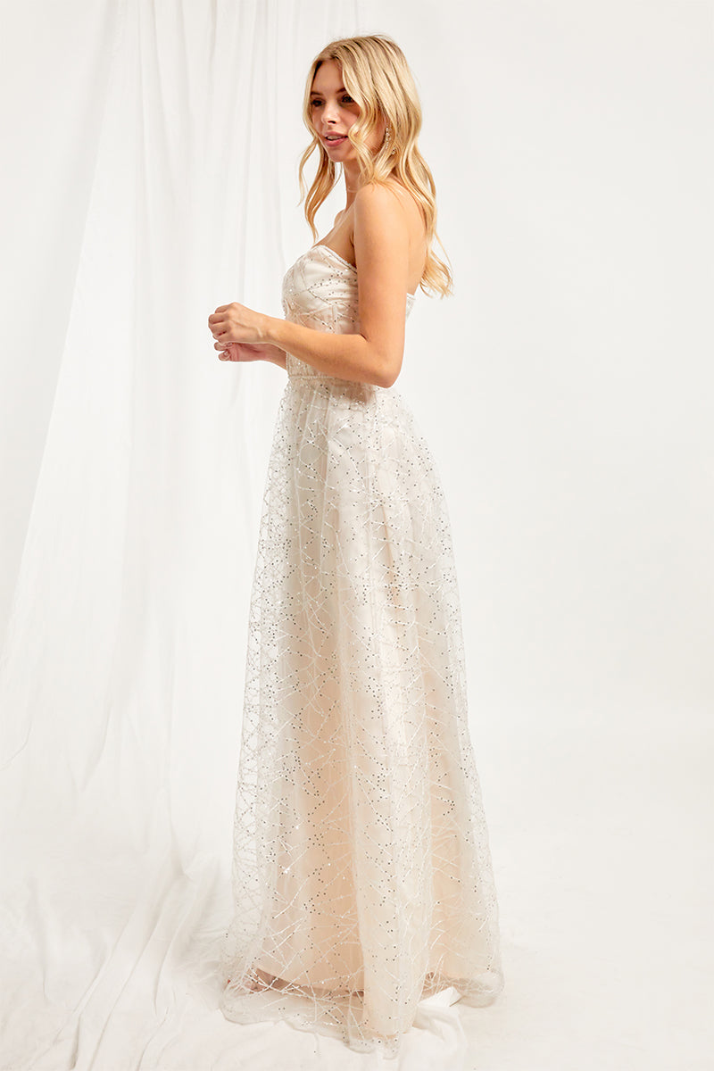 Sleeveless A-line Sweetheart Sequin Lace Gown