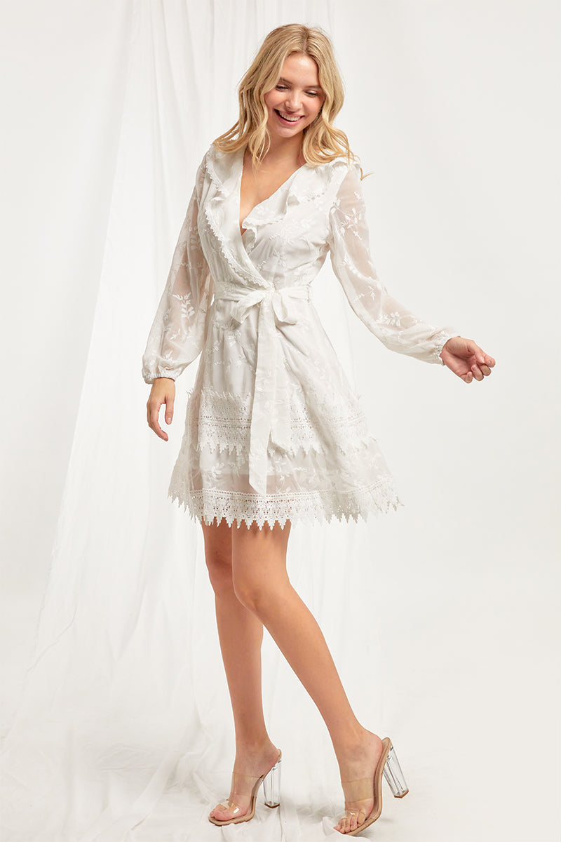 Charlie Long Sleeve Faux Wrap Mini Dress