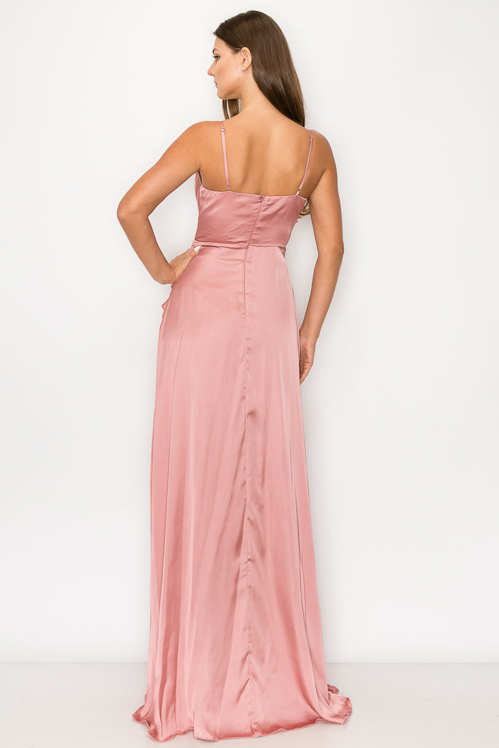 Mariah Satin Maxi Dress With Ruffle Detail