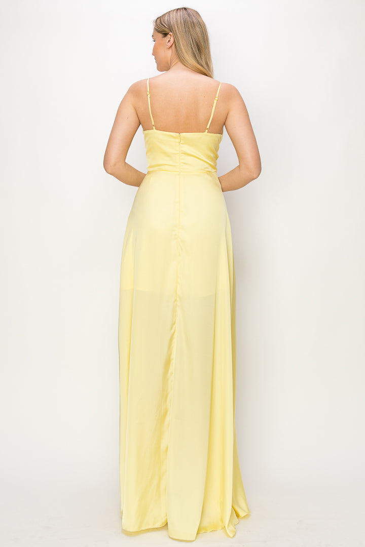 Mariah Satin Maxi Dress With Ruffle Detail