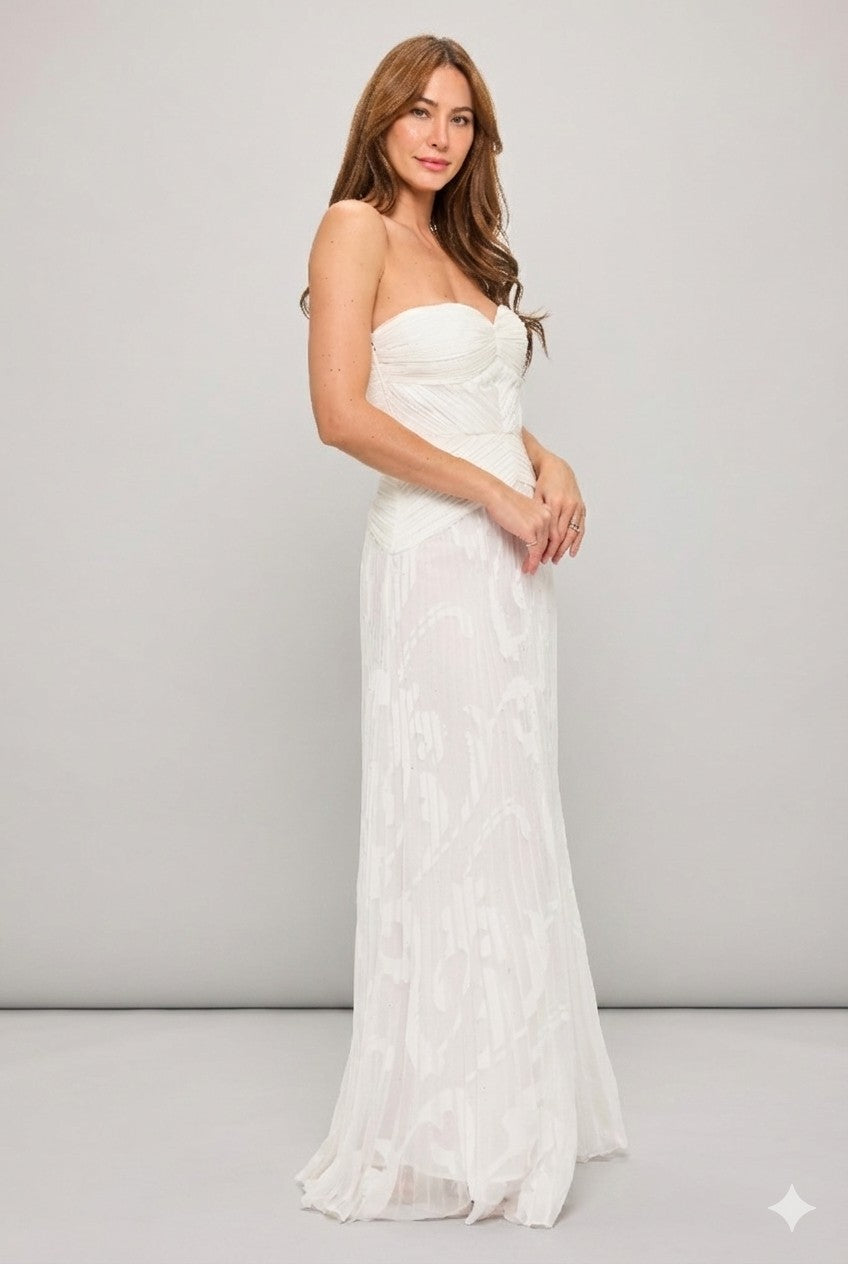 Veronica Strapless Maxi Pleated Dress