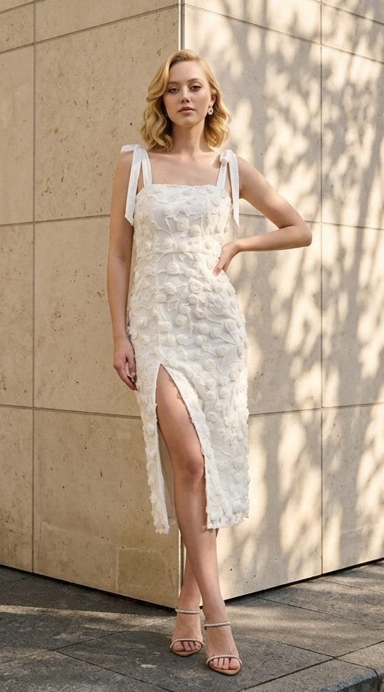 Amy Mesh 3D Floral Midi Dress