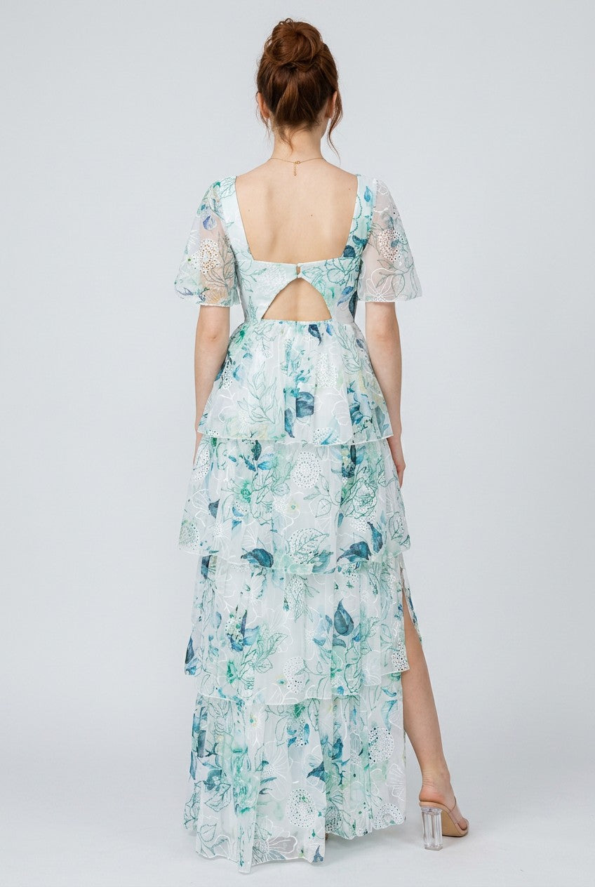 Natalie Flutter Sleeve Tiered Dress