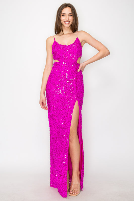 Kendall Tie Back Sequin Gown